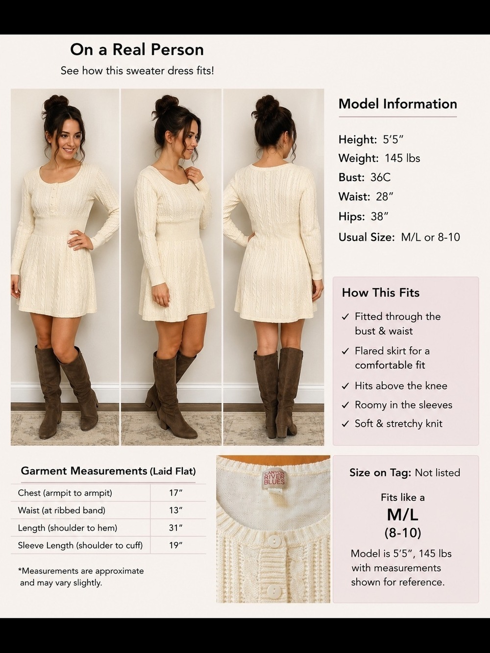 Canyon River Blues Cable Knit Sweater Dress – Women's